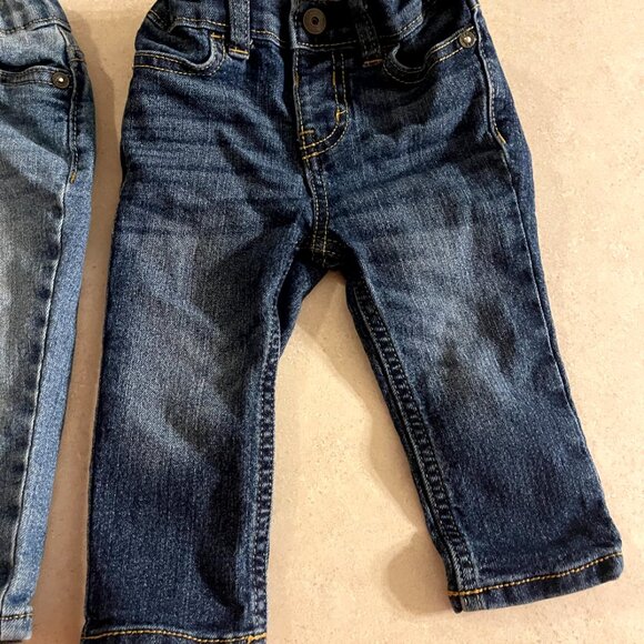 Lot of Two 9 Months Baby Oshkosh B’gosh Classic Denim Jeans E-Z Adjust Waist - Picture 2 of 8